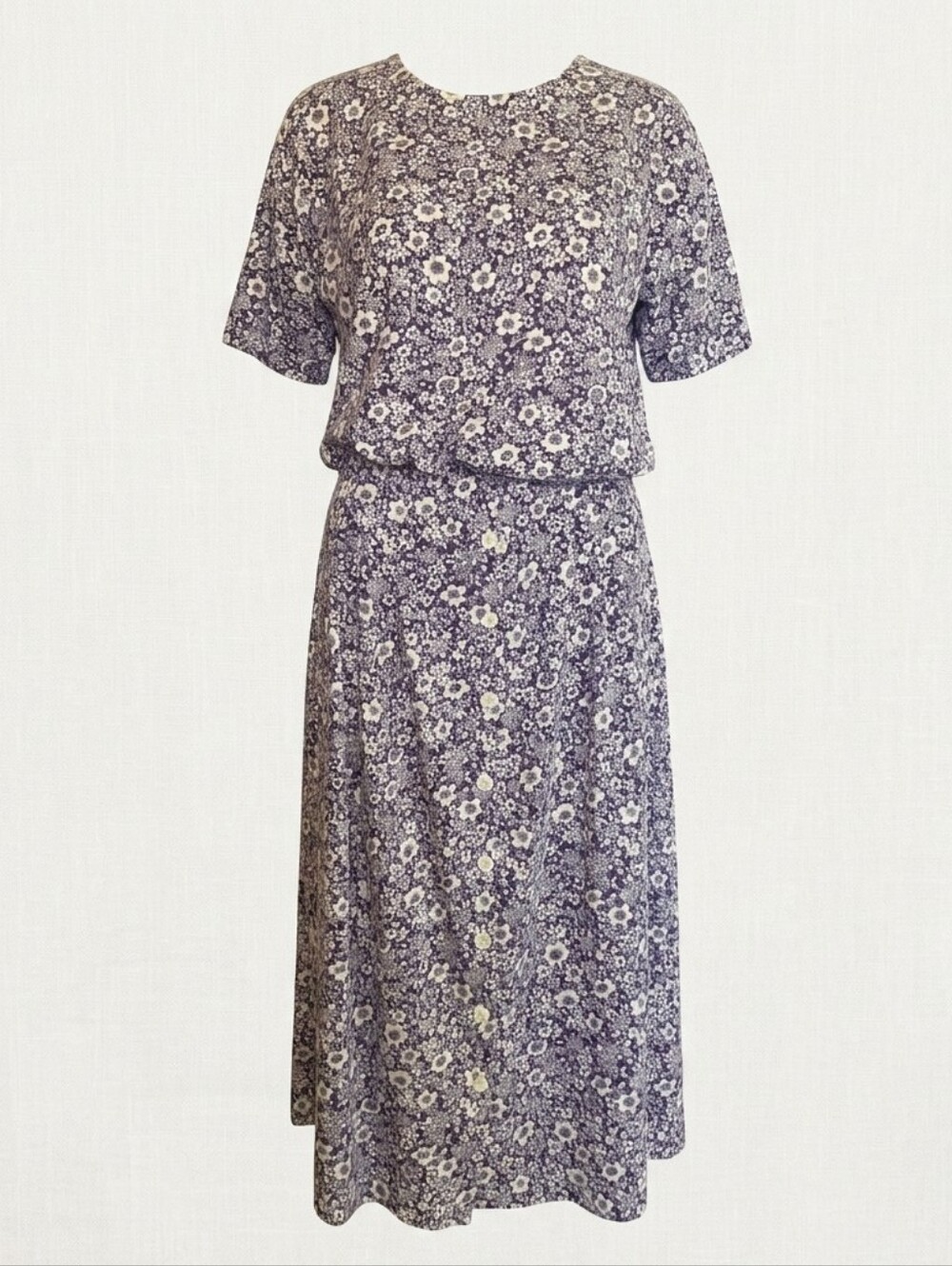 Vintage 90s Fairset Ditsy Floral Cotton Jersey Skirt Set Purple White M/L/XL